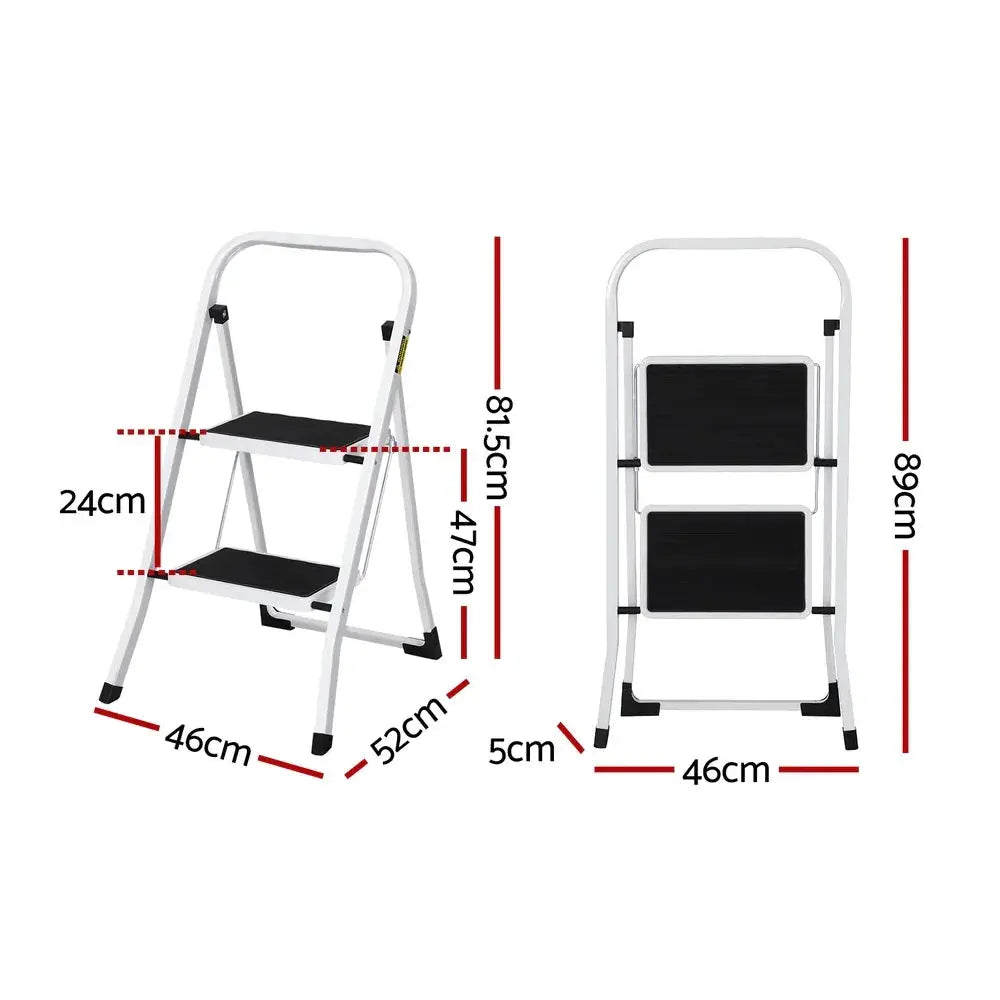 Giantz 2 Step Ladder Multi-Purpose Folding Steel Light Weight Platform N8 Aquatics