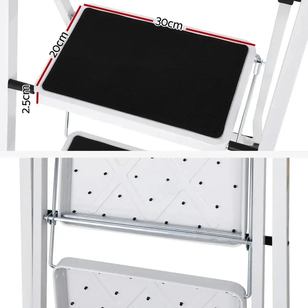 Giantz 2 Step Ladder Multi-Purpose Folding Steel Light Weight Platform N8 Aquatics