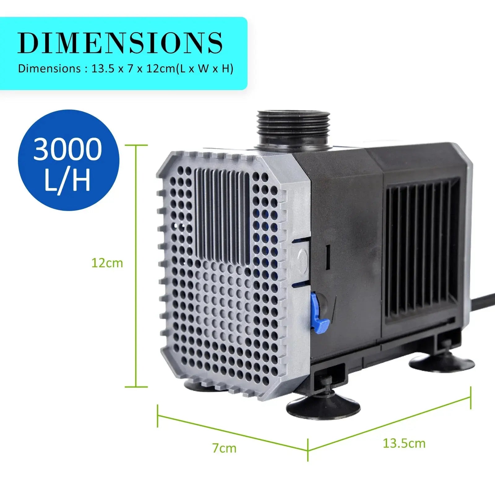 Dynamic Power Submersible Aquarium Water Pump 3000L/H 55W N8 Aquatics