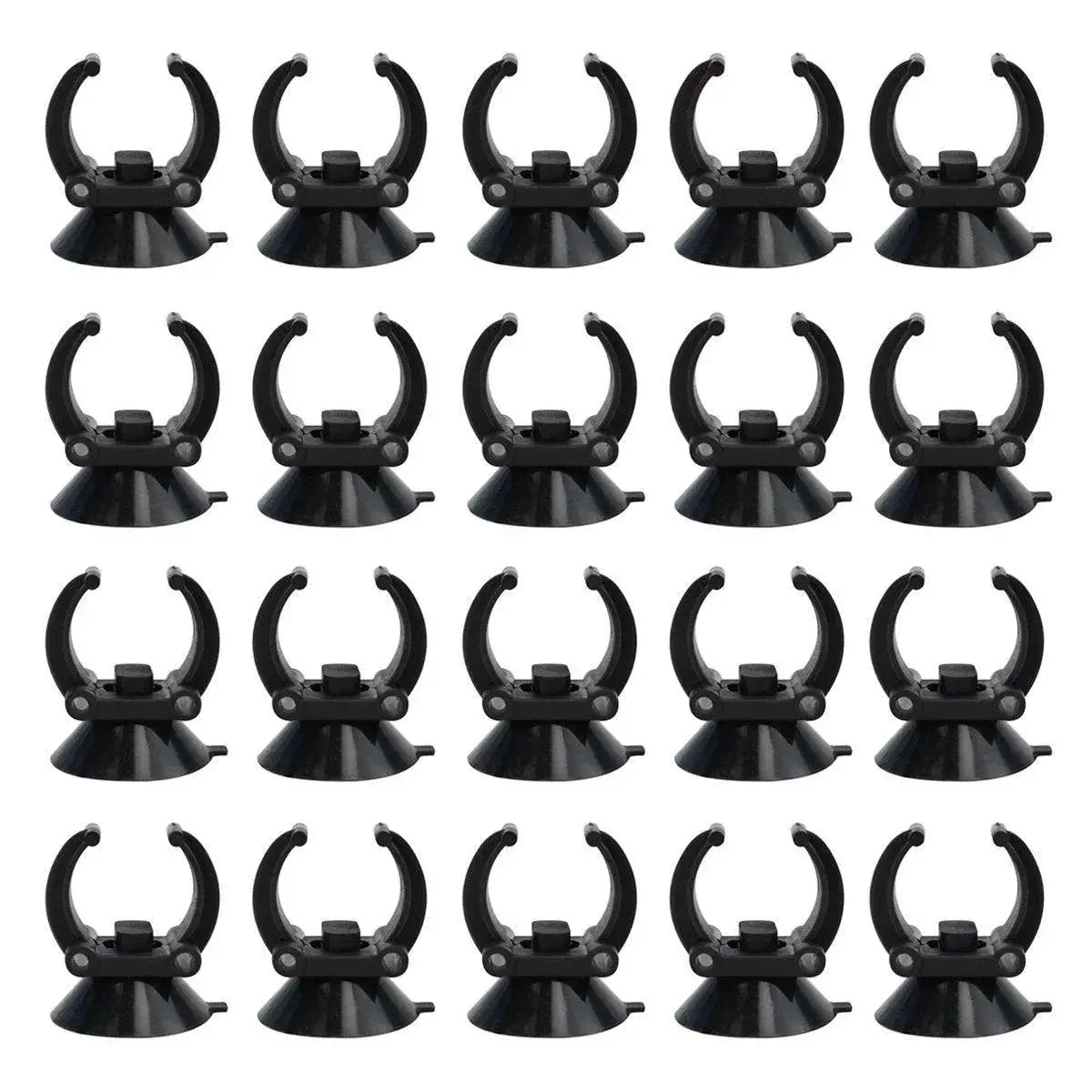 Black Suction Cup Clips for Aquarium Equipment - 20 Pack N8 Aquatics