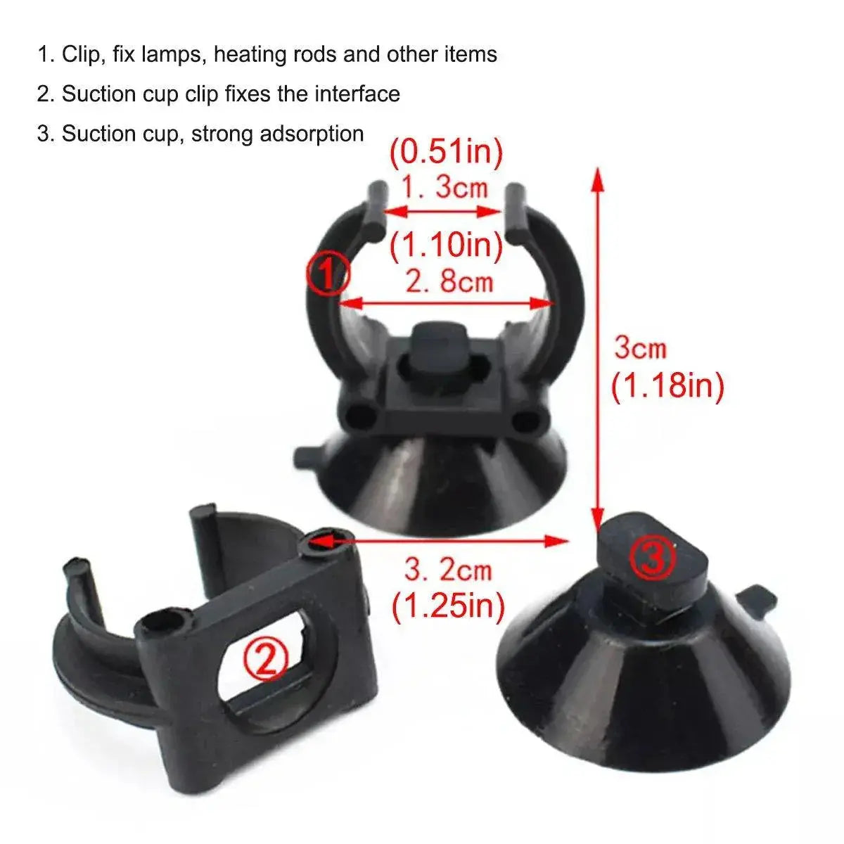 Black Suction Cup Clips for Aquarium Equipment - 20 Pack N8 Aquatics