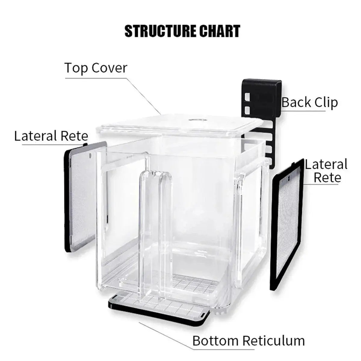 Acrylic Aquarium Isolation Box for Fry and Breeding Fish (15x15x15cm) N8 Aquatics